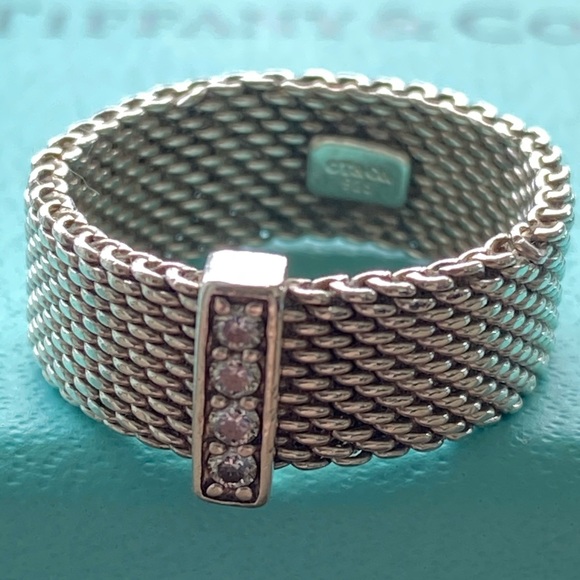 Authentic Tiffany & Co. Retired Somerset Ring With Diamonds - Picture 2 of 3